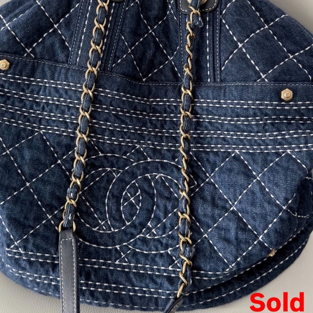 CHANEL Denim Quilted Shoulder Bag